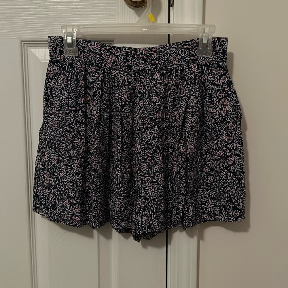 Dark blue and pink paisley shorts